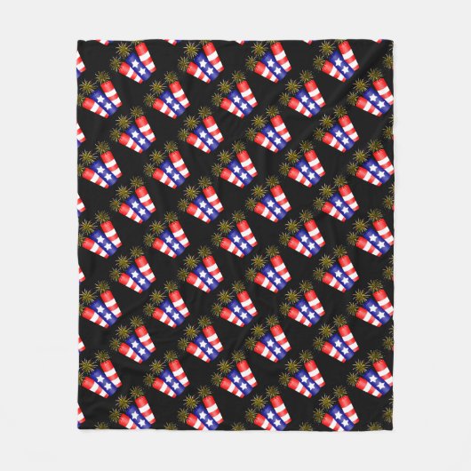 Trio van Firecrackers voor 4 juli Fleece Deken (Voorkant)