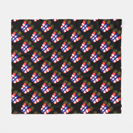 Trio van Firecrackers voor 4 juli Fleece Deken (Voorkant (Horizontaal))