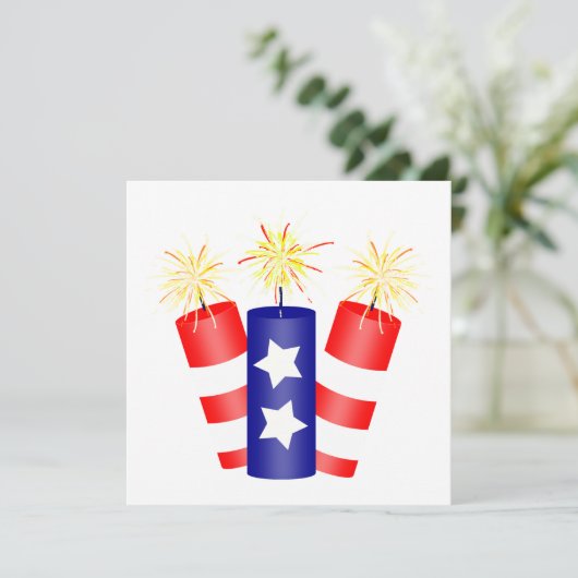 Trio van Firecrackers voor 4 juli Kaart (Staand voorkant)