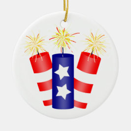 Trio van Firecrackers voor 4 juli Keramisch Ornament
