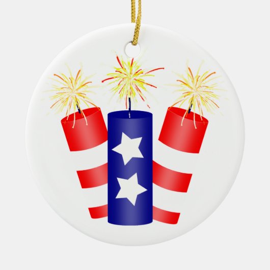 Trio van Firecrackers voor 4 juli Keramisch Ornament (Voorkant)