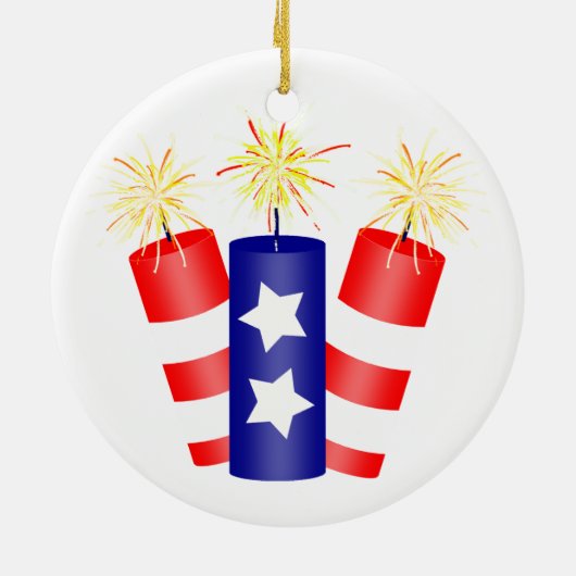 Trio van Firecrackers voor 4 juli Keramisch Ornament (Achterkant)