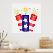 Trio van Firecrackers voor 4 juli Poster (Keuken)