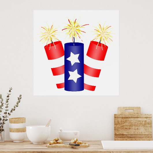 Trio van Firecrackers voor 4 juli Poster (Keuken)