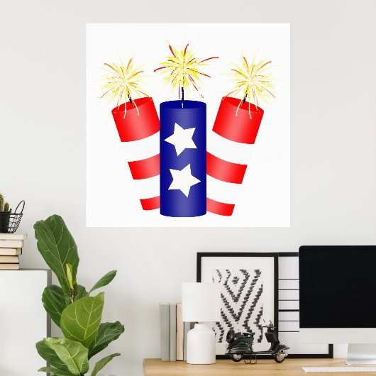 Trio van Firecrackers voor 4 juli Poster (Thuiskantoor)