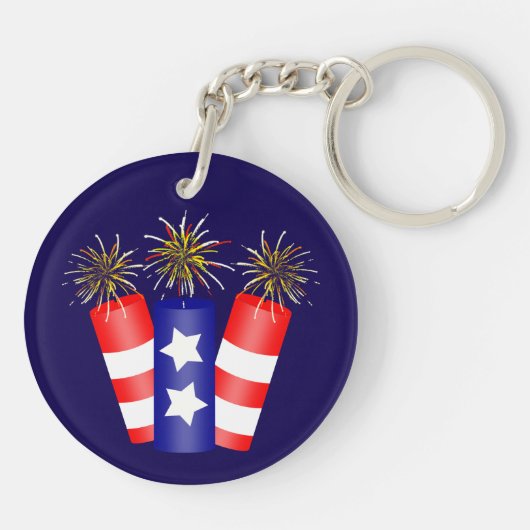 Trio van Firecrackers voor 4 juli Sleutelhanger (Achterkant)
