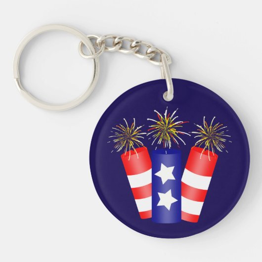 Trio van Firecrackers voor 4 juli Sleutelhanger (Voorkant)
