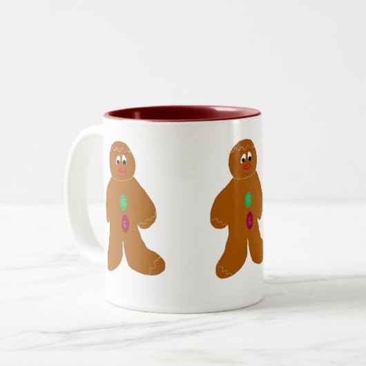 Trio van Gingerbrood Men Tweekleurige Koffiemok (Voorkant links)