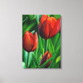 Trio van het digitale schilderij van Red Tulips fl Canvas Afdruk (Voorkant)