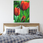 Trio van het digitale schilderij van Red Tulips fl Canvas Afdruk (Insitu (Slaapkamer))