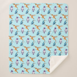 Trio van Hummingvogels met Aqua Background Sherpa Deken
