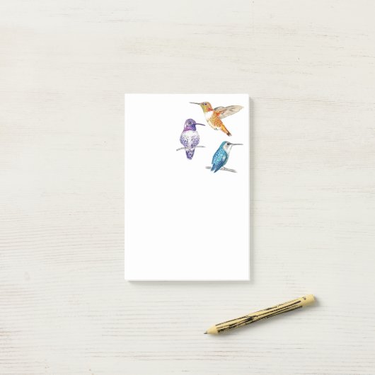 Trio van Hummingvogels Post-it® Notes (Op bureau)