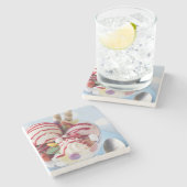 Trio van Ice Cream en Sweet Sundae Stenen Onderzetter (Zijkant)