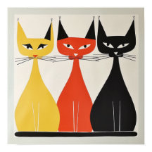 Trio van katten Midden eeuw moderne kunst