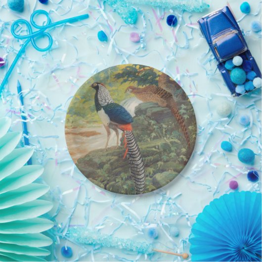 Trio van Lady Amherst's fazant door waterval Papieren Bordje (Feest)