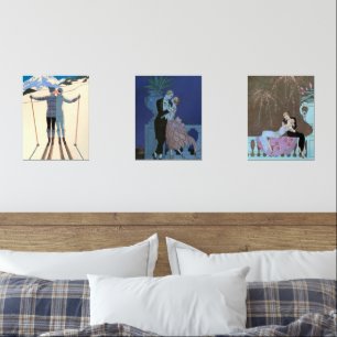 Trio van Liefde en Romance door George Barbier Muurkunst Sets