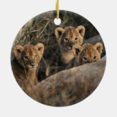 Trio van Lion Cubs met moeder Keramisch Ornament (Achterkant)