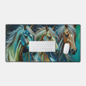 Trio van Paarden Blauwgroen blauw groen bruin Bureaumat (Keyboard & Muis)