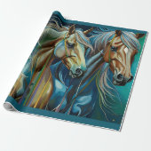 Trio van Paarden Cadeaupapier (Uitgerold)