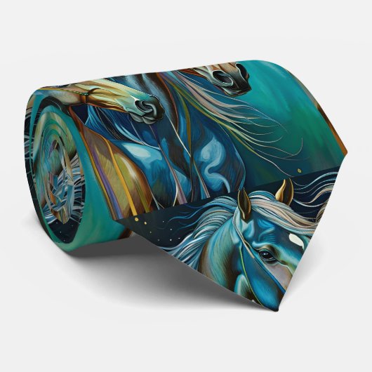 Trio van Paarden Stropdas (Opgerold)