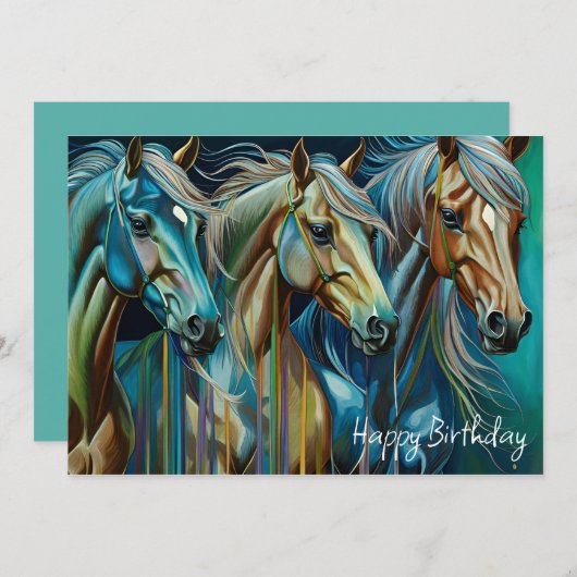 Trio van Paarden Verjaardag (Voorkant / Achterkant)