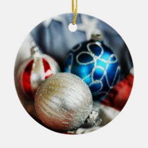 Trio van patriottische sierplanten keramisch ornament