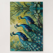 Trio van pauwen in het oerwoud bos legpuzzel (Verticaal)