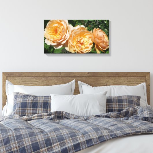 Trio van perzikenvlies canvas afdruk (Insitu (Slaapkamer))