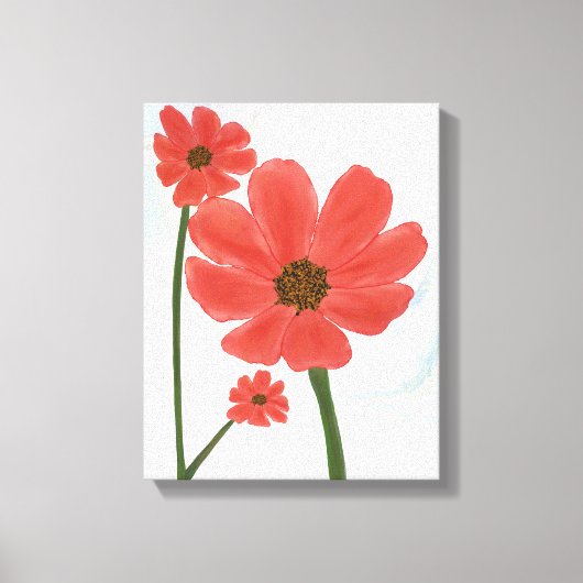 Trio van rode bloemen canvas afdruk (Voorkant)