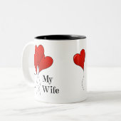 Trio van Rode Heart ballonnen waar ik van hou Tweekleurige Koffiemok (Voorkant links)