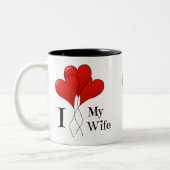 Trio van Rode Heart ballonnen waar ik van hou Tweekleurige Koffiemok (Links)