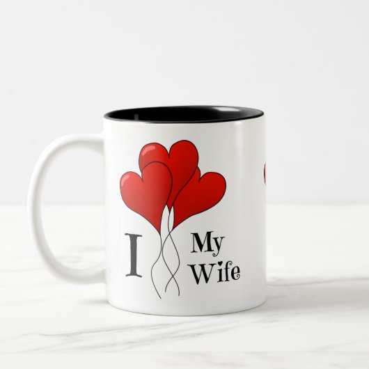 Trio van Rode Heart ballonnen waar ik van hou Tweekleurige Koffiemok (Links)