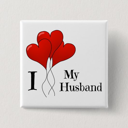 Trio van Rode Heart-ballonnen waar ik van hou Vierkante Button 5,1 Cm (Voorkant)