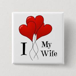 Trio van Rode Heart ballonnen waar ik van hou Vierkante Button 5,1 Cm