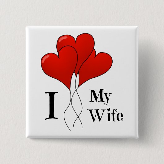 Trio van Rode Heart ballonnen waar ik van hou Vierkante Button 5,1 Cm (Voorkant)