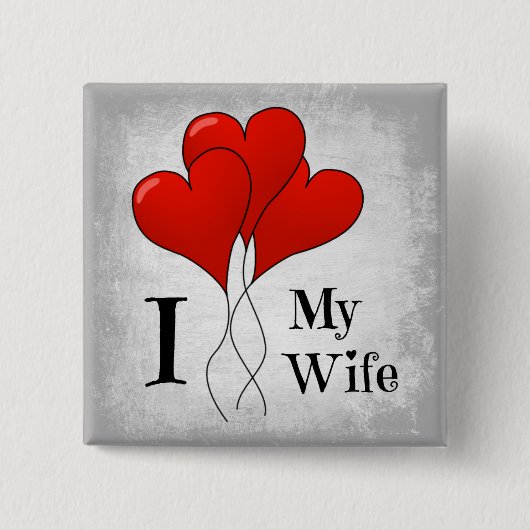 Trio van Rode Heart ballonnen waar ik van hou Vierkante Button 5,1 Cm (Voorkant)