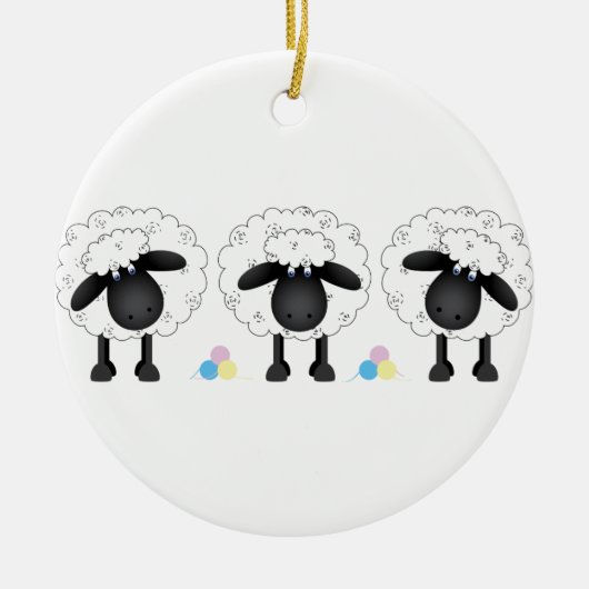 Trio van schapen keramisch ornament (Voorkant)