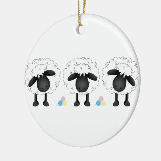 Trio van schapen keramisch ornament (Links)