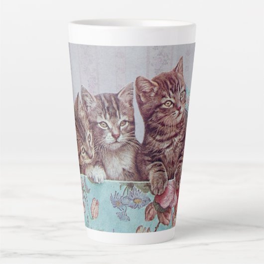 trio van schattige Kittens in doos Latte Mok (Voorkant)