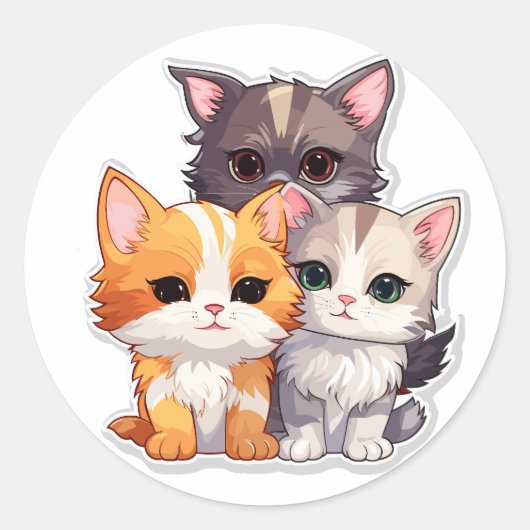 Trio van Schattige Kittens Ronde Sticker (Voorkant)