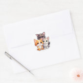 Trio van Schattige Kittens Ronde Sticker (Envelop)