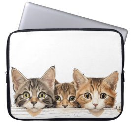 TRIO VAN SCHATTIGEE KITTY CATS DIE OVER HET HEK PI LAPTOP SLEEVE
