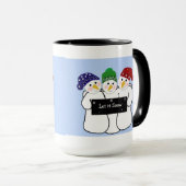 Trio van Snowmen met Sneeuwteken Mok (Voorkant rechts)