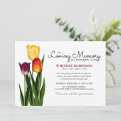 Trio van tulpen in het liefdegeheugen | Begrafenis Kaart (Staand voorkant)