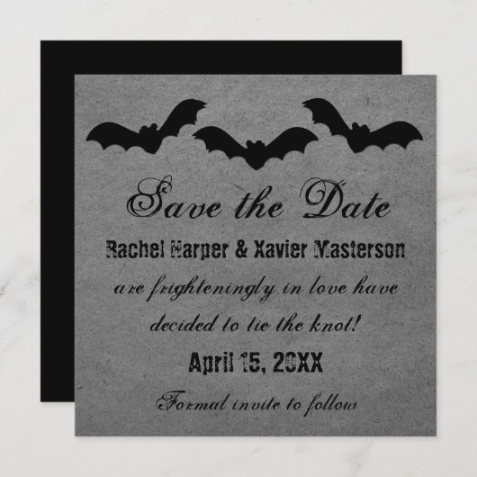 Trio van vleermuizen Halloween sparen de Datum uit Save The Date (Voorkant / Achterkant)