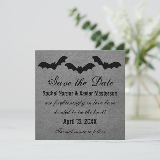 Trio van vleermuizen Halloween sparen de Datum uit Save The Date (Staand voorkant)
