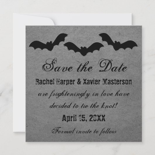 Trio van vleermuizen Halloween sparen de Datum uit Save The Date (Voorkant)