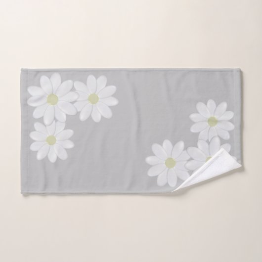 Trio van White Daisies Silver Grey Hand Towel Handdoek (Handdoek)