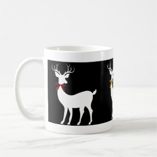 Trio van White Holiday Reindeer w Bows Koffiemok