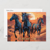 Trio van wilde paarden in de woestijn briefkaart (Voorkant / Achterkant)